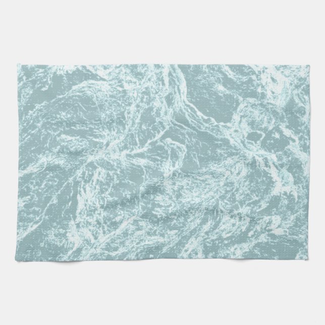 Pastel Light Turquoise Abstract Tea Towel (Horizontal)