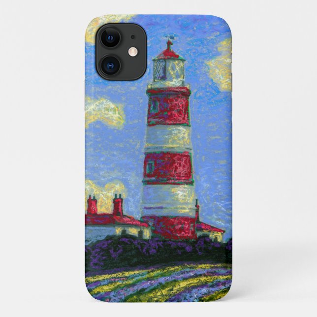 Pastel Lighthouse and Lavender Fields Case-Mate iPhone Case (Back)