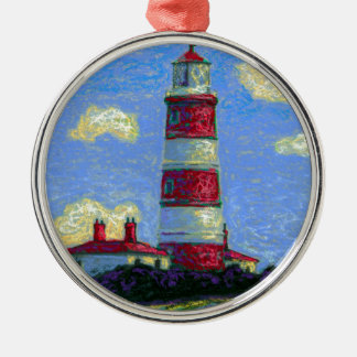 Pastel Lighthouse and Lavender Fields Metal Tree Decoration
