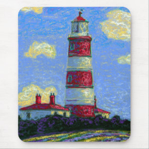 Pastel Lighthouse and Lavender Fields Mouse Mat