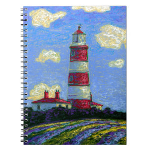 Pastel Lighthouse and Lavender Fields Notebook