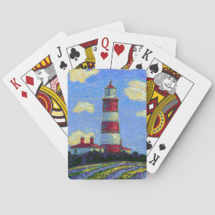 Pastel Lighthouse and Lavender Fields Playing Cards