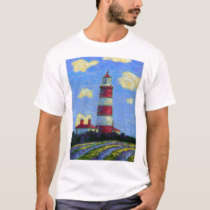 Pastel Lighthouse and Lavender Fields T-Shirt