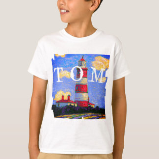 Pastel Lighthouse and Name T-Shirt