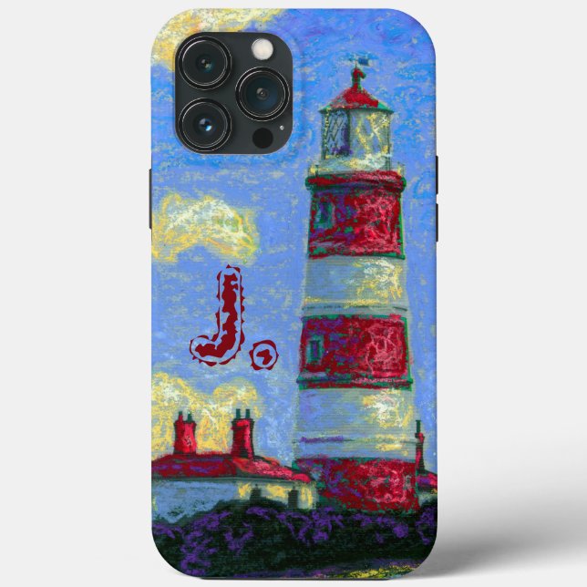 Pastel Lighthouse Painting and your letter Case-Mate iPhone Case (Back)