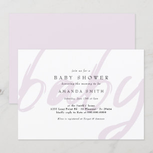 Pastel Lila Minimal Gender Neutral Baby Shower Invitation