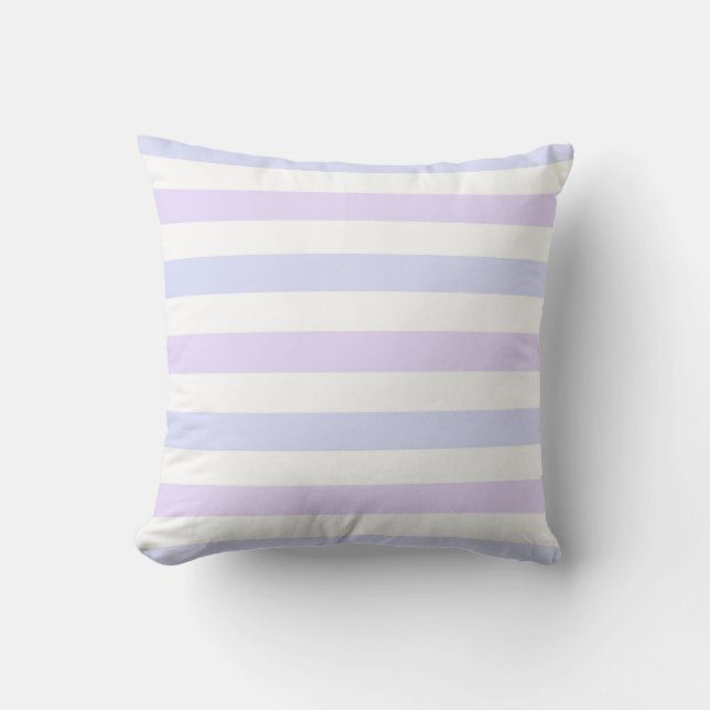 Pastel Lilac and Blue Nautical Stripes Cushion (Front)