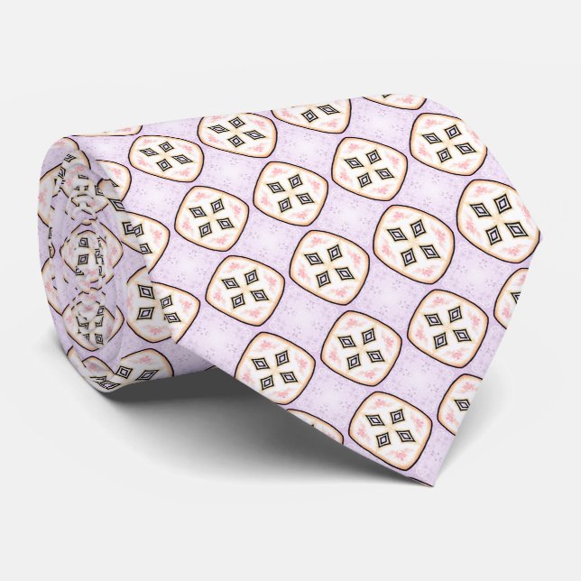 Pastel Lilac and Cream Fruit Slice Tie (Rolled)