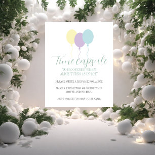 Pastel lilac balloons 1st Birthday Time Capsule Poster