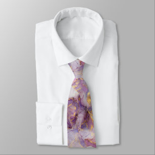 Pastel Lilac, Blue and Gold Glitter Marble Pattern Tie