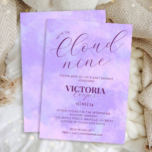 Pastel Lilac Cloud Nine Baby Shower Invitation