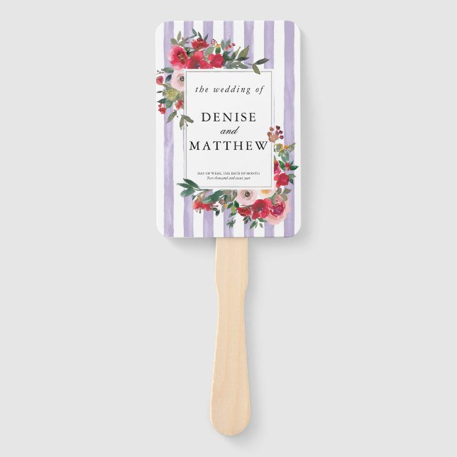 Pastel Lilac Coloured Wedding Invitation Hand Fan (Front)