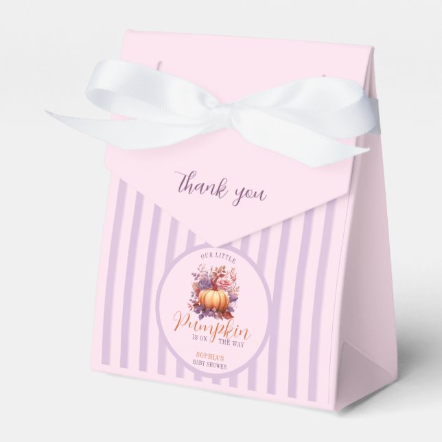 Pastel Lilac Little Pumpkin Baby Shower  Favour Box (Front Side)