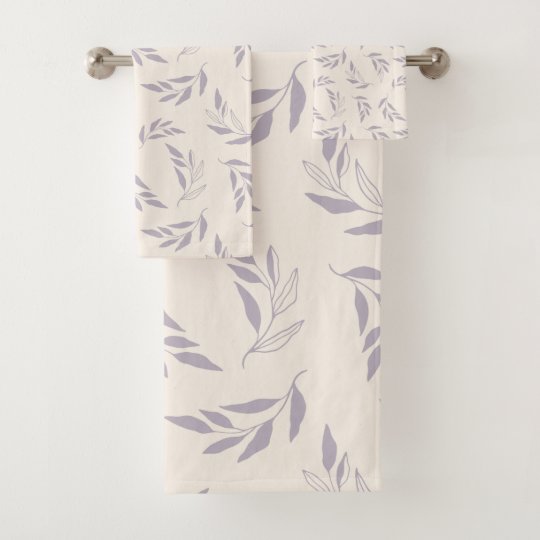 Pastel Lilac Minimalist Floral Nature Pattern Bath Towel Set Zazzle.co.uk