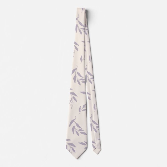 Pastel Lilac Minimalist Floral Pattern   Tie (Front)