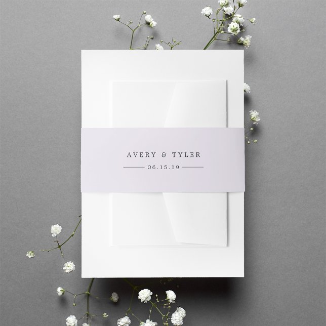Pastel Lilac Personalised Wedding Invitation Belly Band (Creator Uploaded)