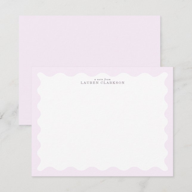 Pastel Lilac Pink Wavy Frame Note Card (Front/Back)