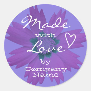 Pastel Lilac Purple Flower Blossom Made with Love Classic Round Sticker