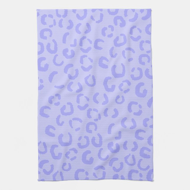 Pastel Lilac Purple Leopard Print Pattern. Tea Towel (Vertical)