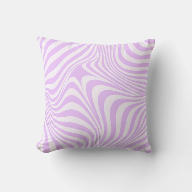Pastel Lilac Purple Wavy Groovy Lines Pattern Cushion (Front)