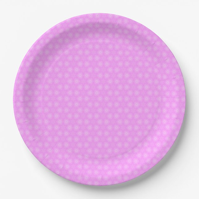Pastel Lilac Purple White Star Repeating Pattern Paper Plate (Front)