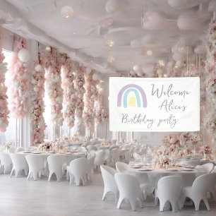 Pastel lilac rainbow Baby 1st Birthday Party  Banner