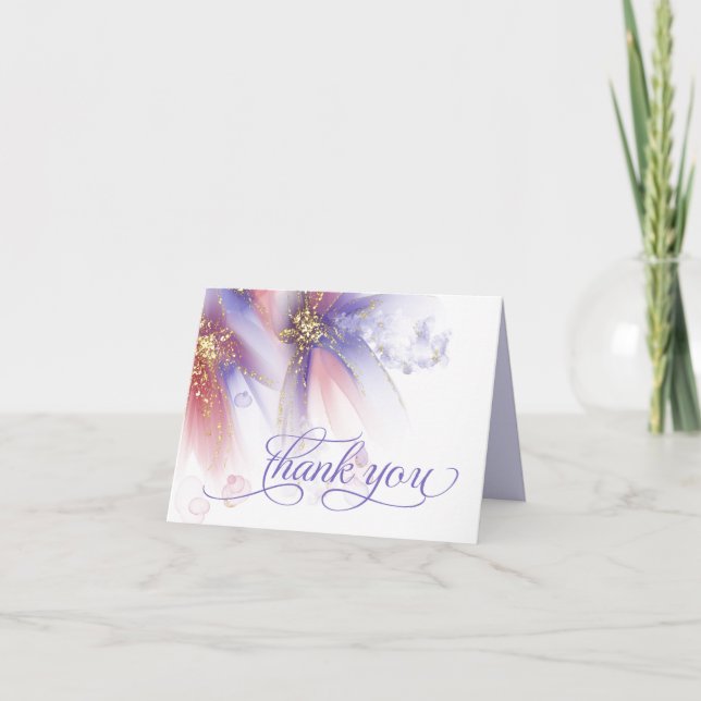 Pastel Lilac Rose Pink Abstract Floral Thank You Card (Front)