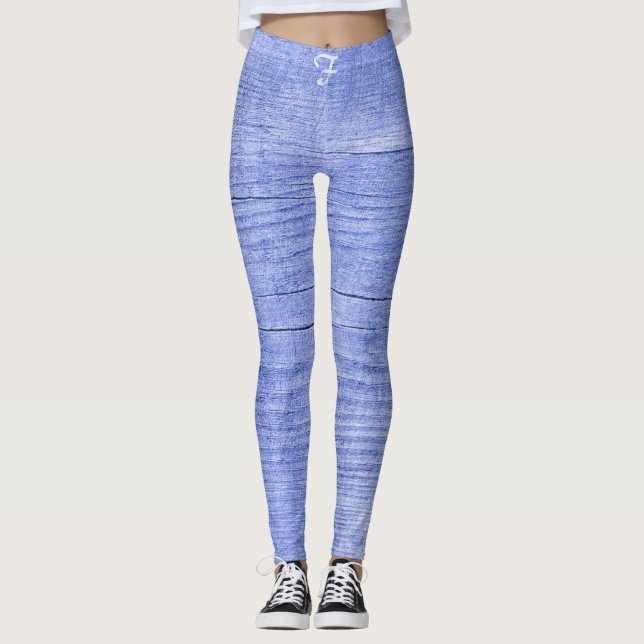  Pastel Lilac Waves Monogrammed Leggings (Front)