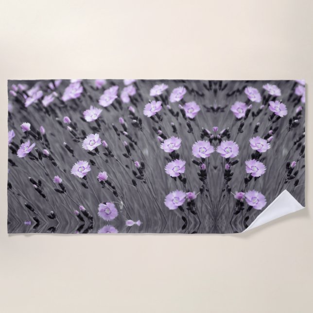 Pastel Lilac Wildflowers Beach Towel (Front)