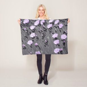 Pastel Lilac Wildflowers Fleece Blanket