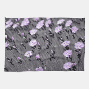 Pastel Lilac Wildflowers Tea Towel