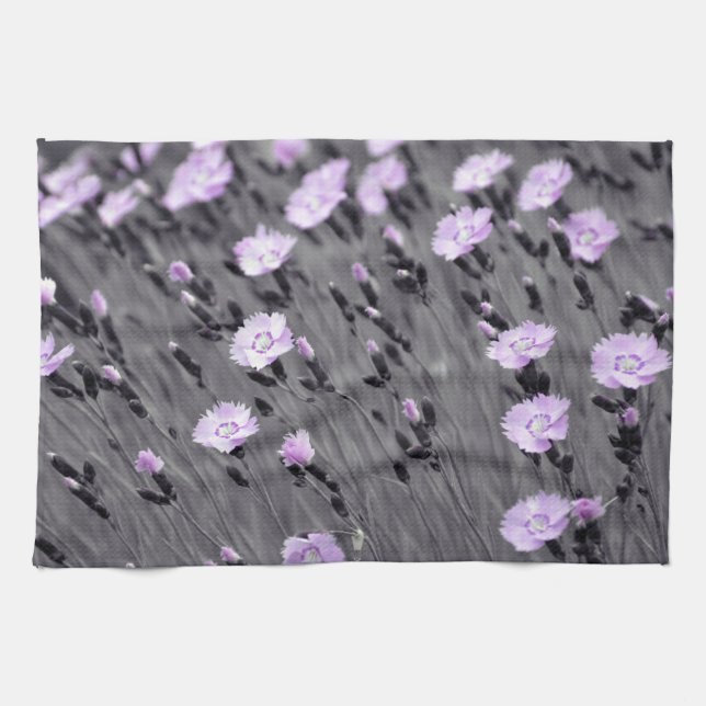 Pastel Lilac Wildflowers Tea Towel (Horizontal)
