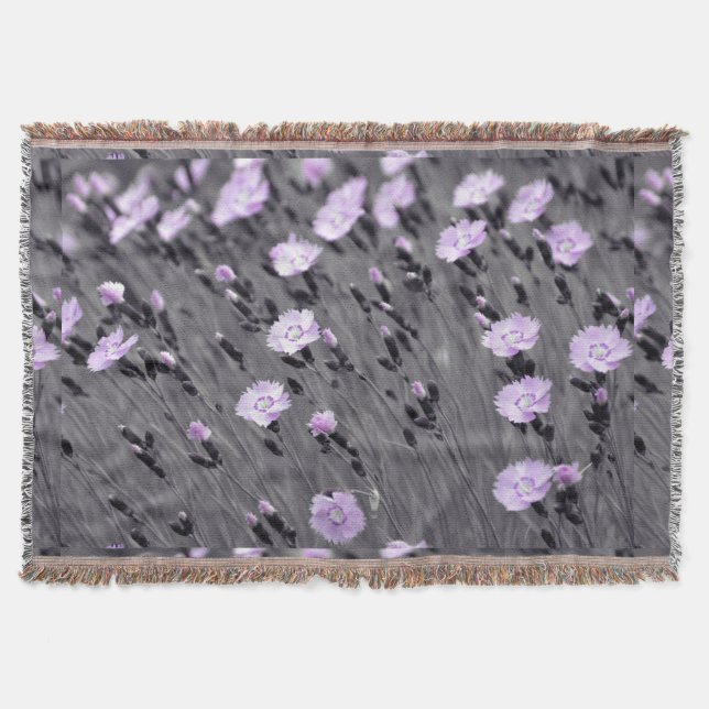 Pastel Lilac Wildflowers Throw Blanket (Front)