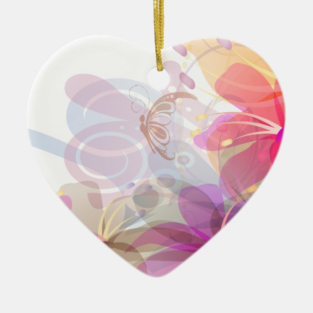 Pastel Lilies Wedding Ceramic Tree Decoration (Front)