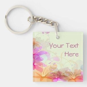 Pastel Lilies Wedding Key Ring