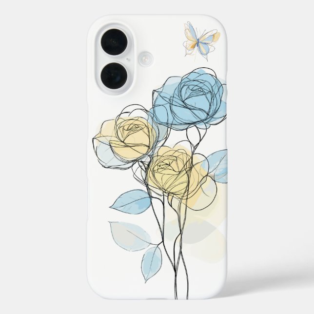 Pastel Line Art Roses Case-Mate iPhone Case (Back)