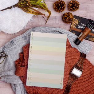 Pastel Lines with Large Gold Numbers Notepad
