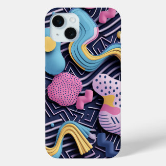 Pastel lines with rounded shapes iPhone 15 mini case