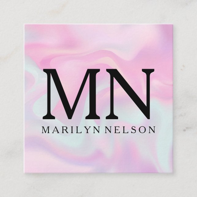 Pastel Liquid Background Square Business Card (Front)
