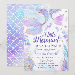 Pastel Little Mermaid Baby Shower Invitation
