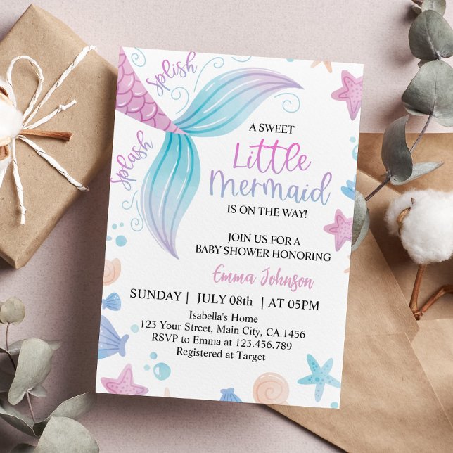 Pastel Little Mermaid Baby Shower Invitation (Creator Uploaded)