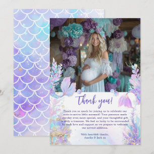 Pastel Little Mermaid Baby Shower Thank You Card