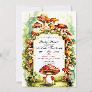 Pastel Little Mushroom Baby Shower Invitation
