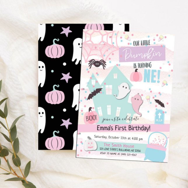 Pastel Little Pumpkin First Birthday Halloween  Invitation (Creator Uploaded)