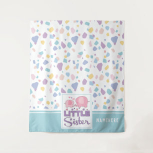 Pastel Little Sister Elephant Colourful Pattern Tapestry