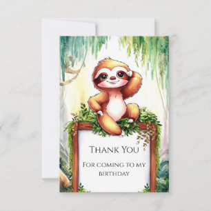 Pastel Little Sloth Birthday Thank You Card