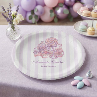 Pastel Little Sugar Plum Baby Shower Paper Plate