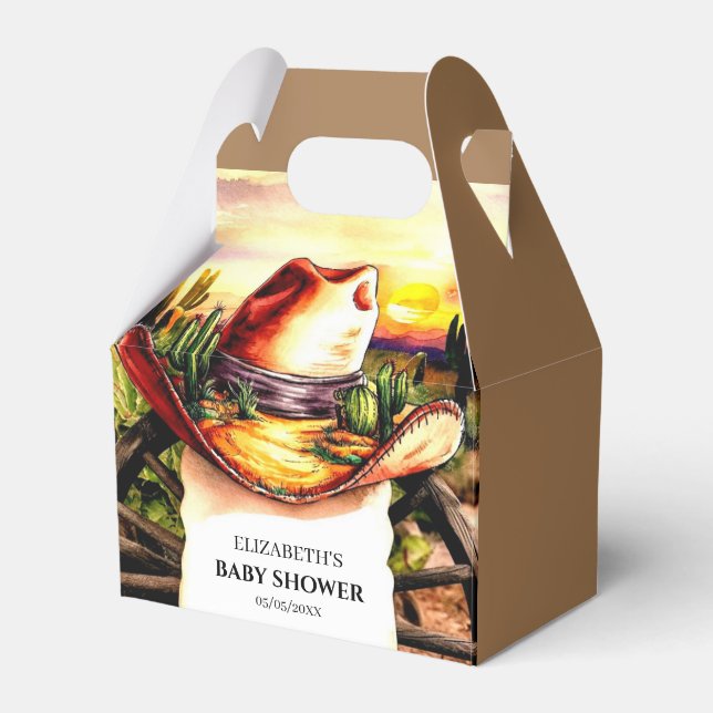 Pastel Little Western Cowboy Baby Shower Favour Box (Front Side)