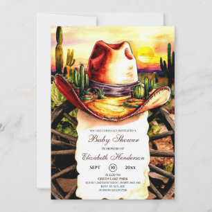 Pastel Little Western Cowboy Baby Shower Invitation