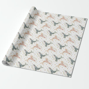Pastel Little Whale Gender Neutral and Polka Dot Wrapping Paper